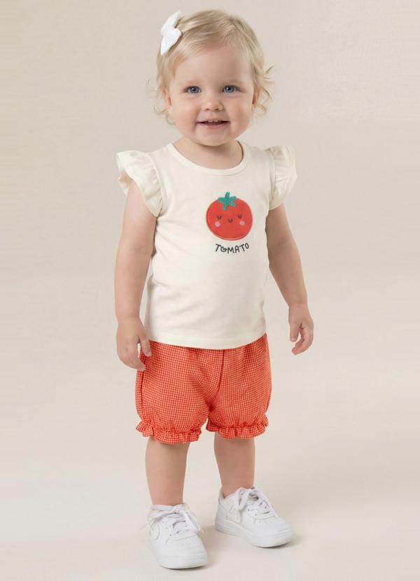 Conjunto Infantil Menina em Meia Malha Bege