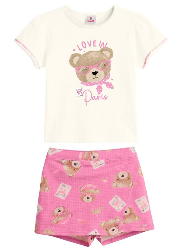 Conjunto Infantil Menina em Meia Malha Bege