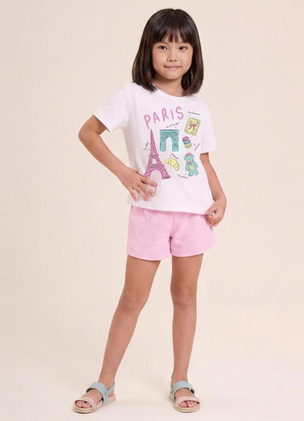 Conjunto Infantil Menina em Meia Malha Branco