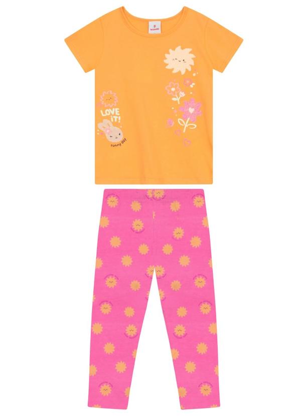 Conjunto Infantil Menina em Meia Malha Laranja