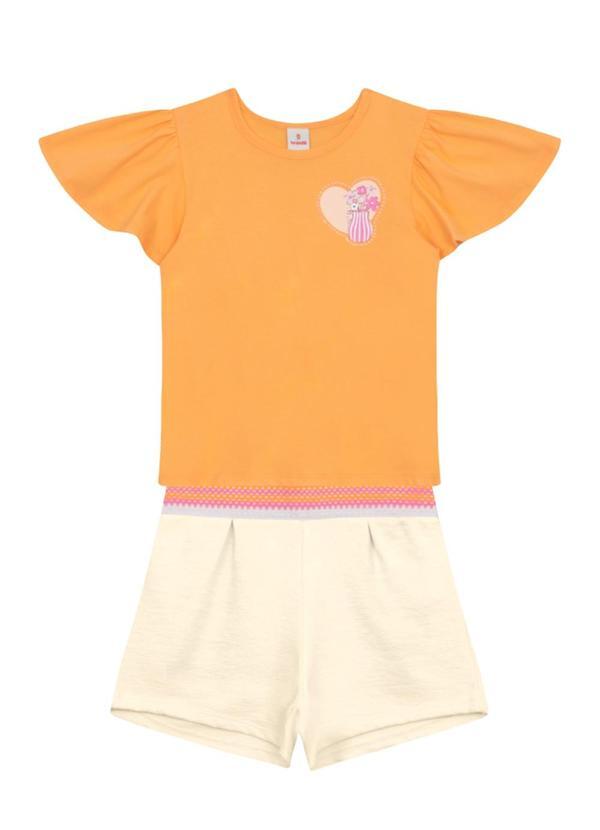 Conjunto Infantil Menina em Meia Malha Laranja