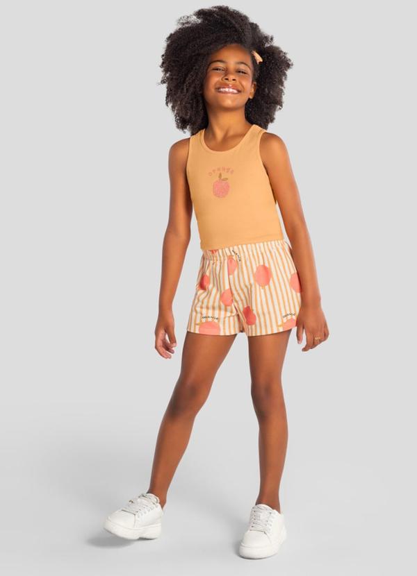 Conjunto Infantil Menina em Meia Malha Laranja