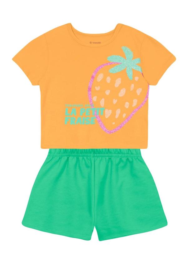 Conjunto Infantil Menina em Meia Malha Laranja