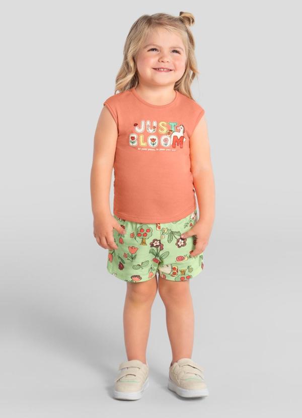 Conjunto Infantil Menina em Meia Malha Laranja