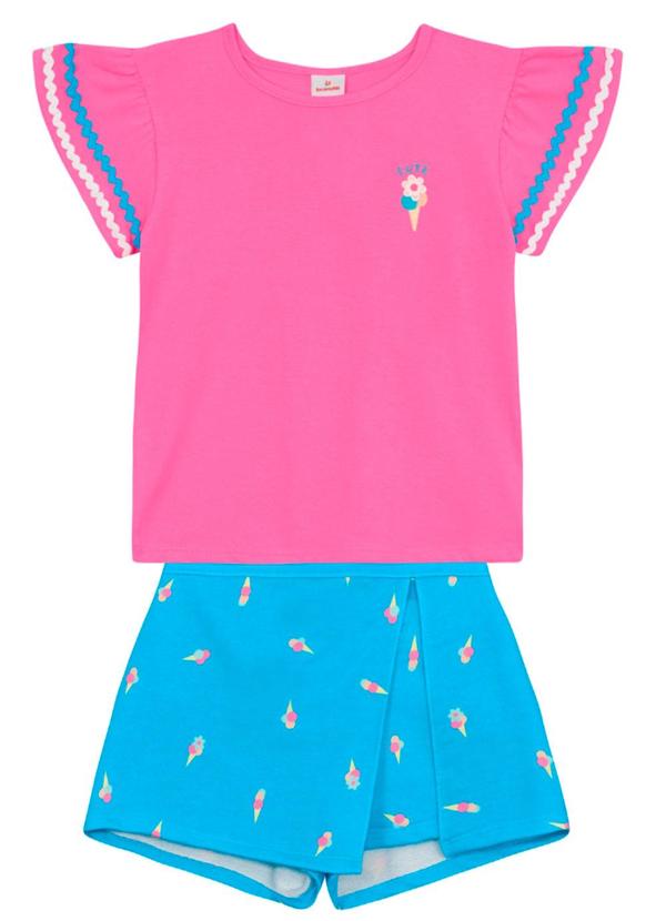 Conjunto Infantil Menina em Meia Malha Rosa