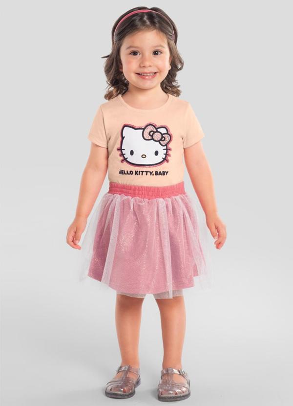 Conjunto Infantil Menina em Meia Malha Rosa