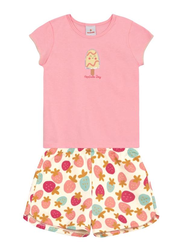 Conjunto Infantil Menina em Meia Malha Rosa