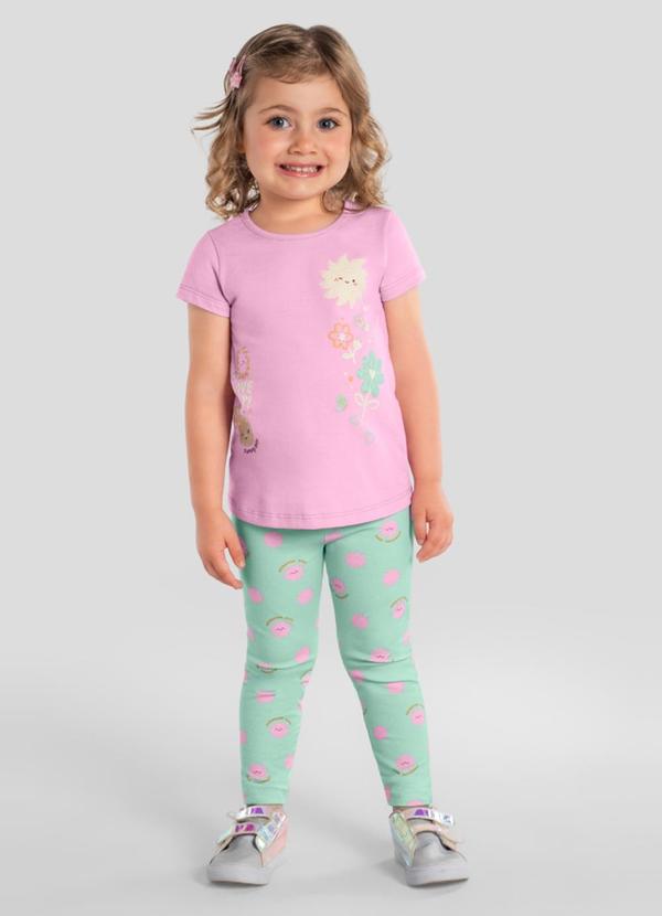 Conjunto Infantil Menina em Meia Malha Rosa