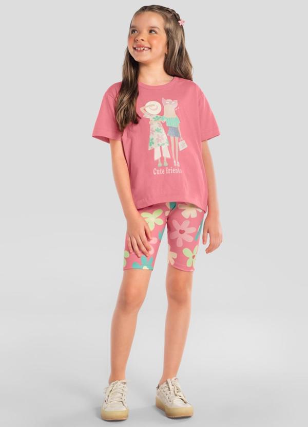 Conjunto Infantil Menina em Meia Malha Rosa