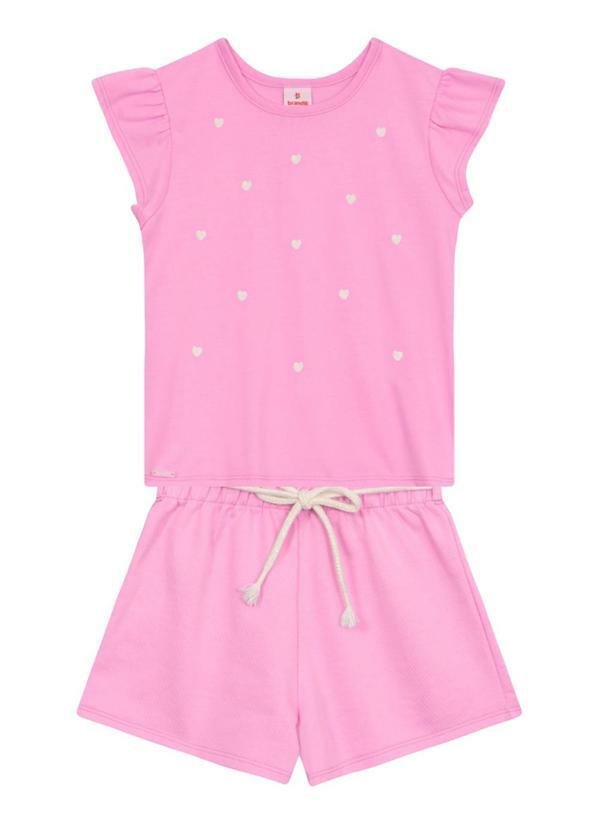 Conjunto Infantil Menina em Meia Malha Rosa