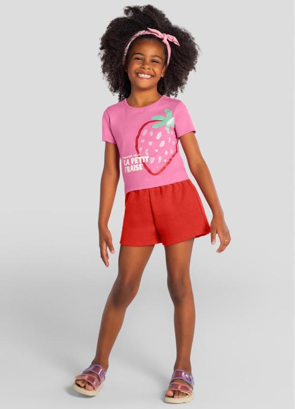 Conjunto Infantil Menina em Meia Malha Rosa