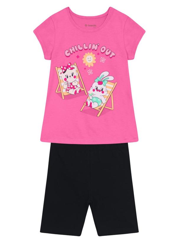 Conjunto Infantil Menina em Meia Malha Rosa