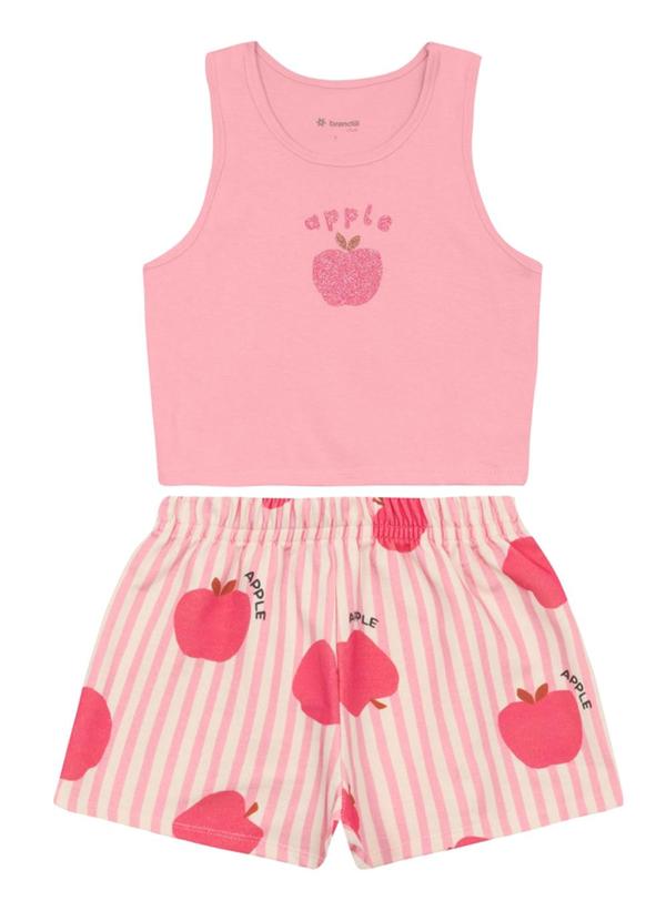 Conjunto Infantil Menina em Meia Malha Rosa