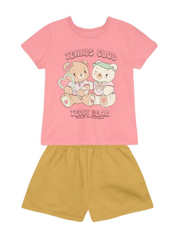 Conjunto Infantil Menina em Meia Malha Rosa