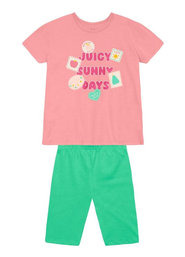 Conjunto Infantil Menina em Meia Malha Rosa