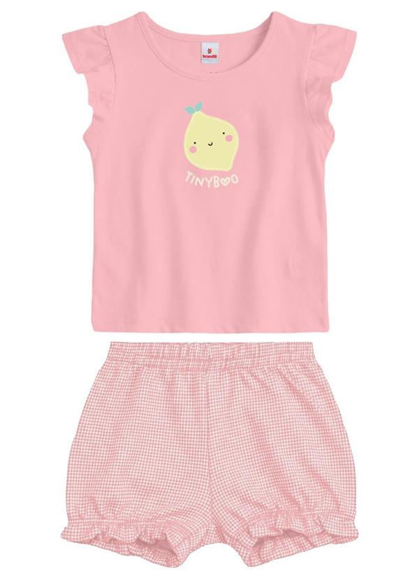 Conjunto Infantil Menina em Meia Malha Rosa