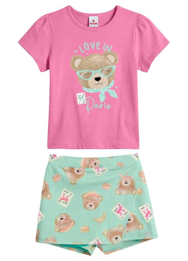 Conjunto Infantil Menina em Meia Malha Rosa