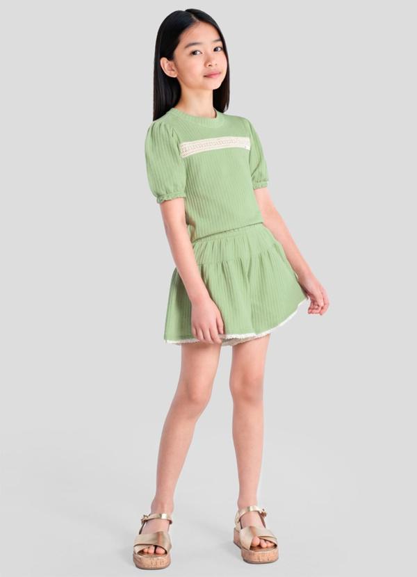 Conjunto Infantil Menina em Meia Malha Verde