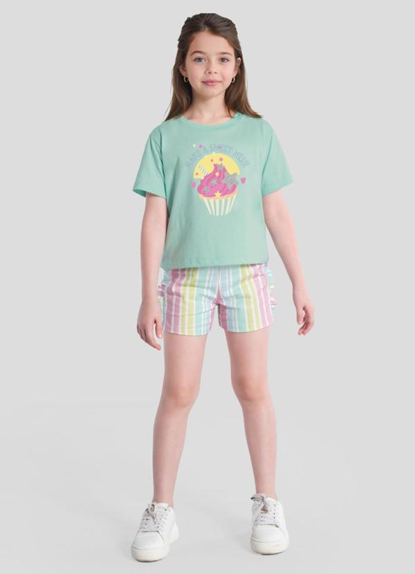 Conjunto Infantil Menina em Meia Malha Verde