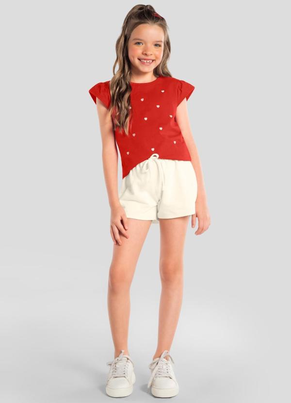 Conjunto Infantil Menina em Meia Malha Vermelho