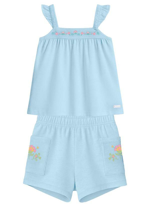 Conjunto Infantil Menina em Moletinho Azul
