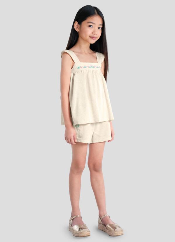 Conjunto Infantil Menina em Moletinho Bege