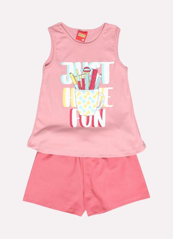 Vista 2 Conjunto Infantil Menina em Ribana Rosa