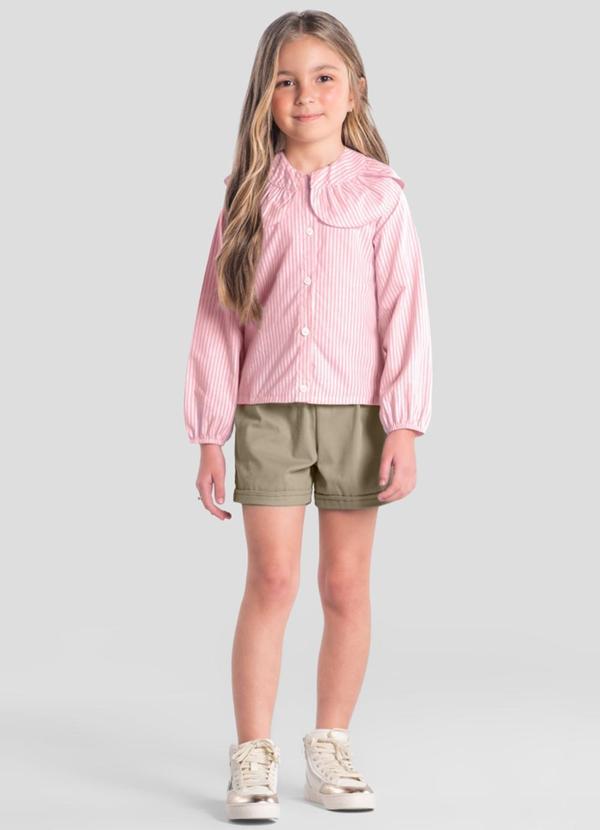 Vista 2 Conjunto Infantil Menina em Tricoline Rosa Brandili Mundi Brandili Mundi