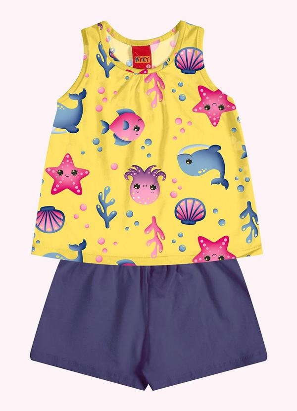 Conjunto Infantil Menina Estampa Amarelo