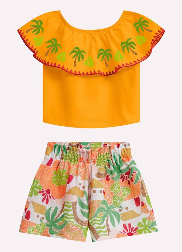 Conjunto Infantil Menina Estampa Amarelo