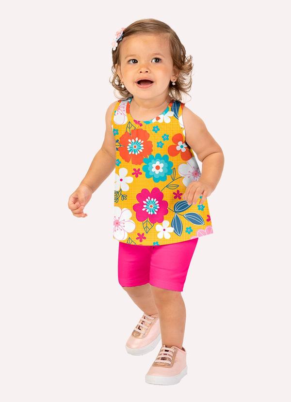 Vista 2 Conjunto Infantil Menina Estampa Amarelo Kyly Kyly