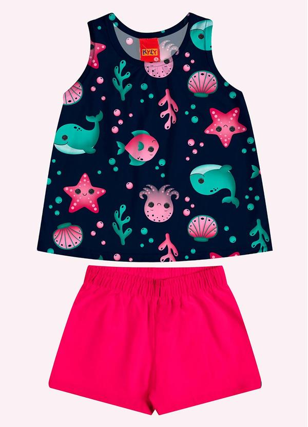 Conjunto Infantil Menina Estampa Azul Marinho