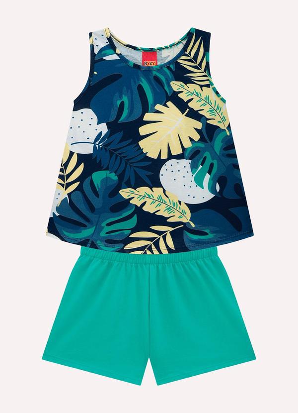 Conjunto Infantil Menina Estampa Azul Marinho