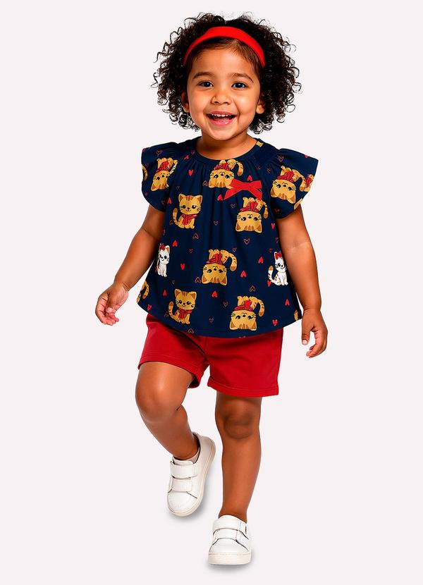 Conjunto Infantil Menina Estampa Azul