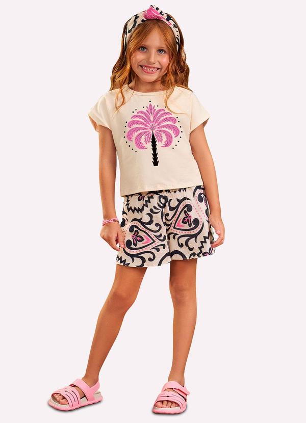 Conjunto Infantil Menina Estampa Bege