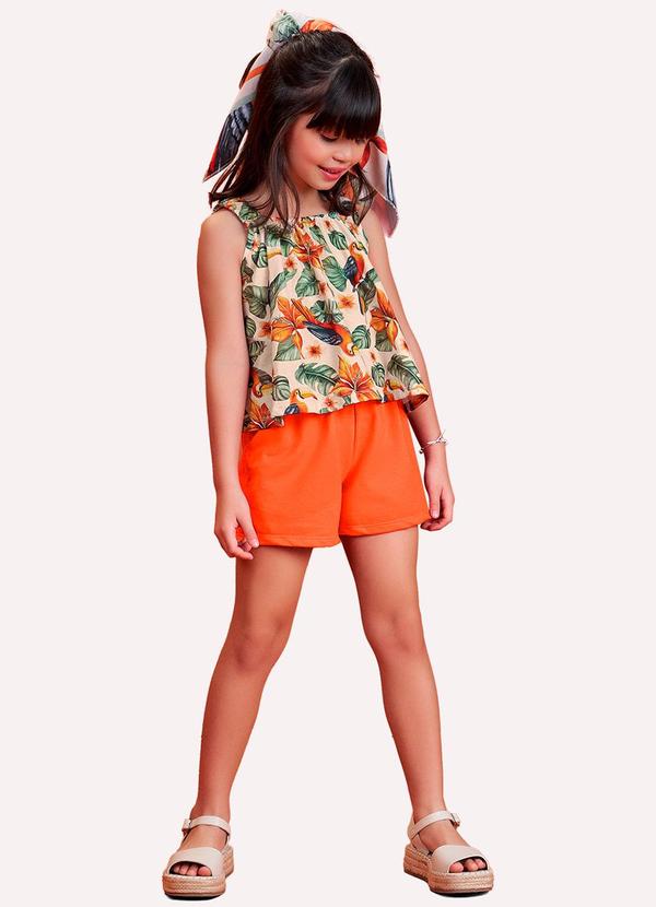 Conjunto Infantil Menina Estampa Bege