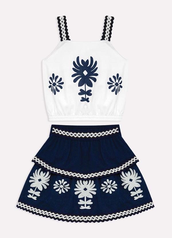 Conjunto Infantil Menina Estampa Branco