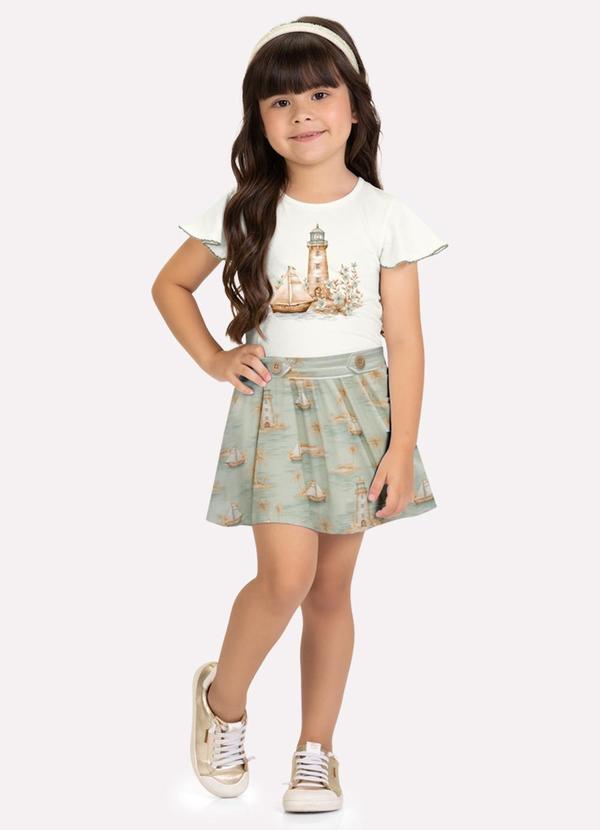 Conjunto Infantil Menina Estampa Branco