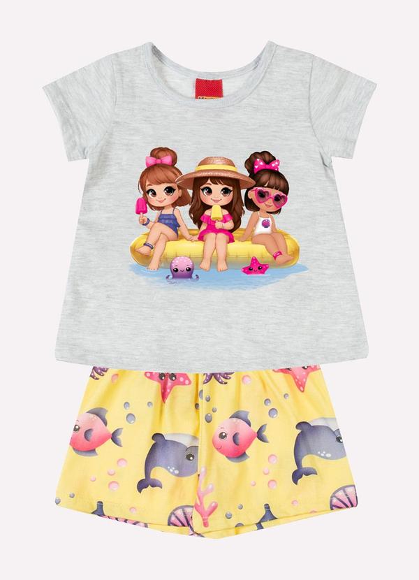 Conjunto Infantil Menina Estampa Cinza