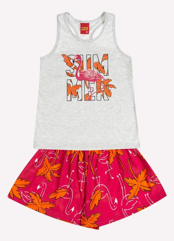 Vista 2 Conjunto Infantil Menina Estampa Cinza Kyly Kyly