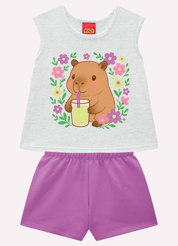 Conjunto Infantil Menina Estampa Cinza
