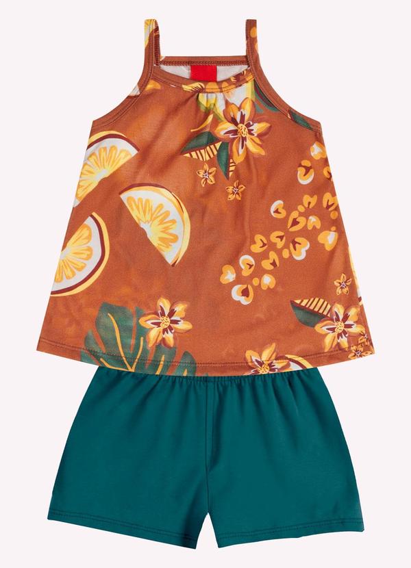 Conjunto Infantil Menina Estampa Laranja