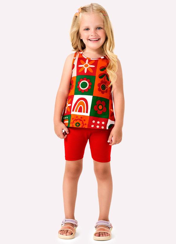 Vista 2 Conjunto Infantil Menina Estampa Laranja Kyly Kyly