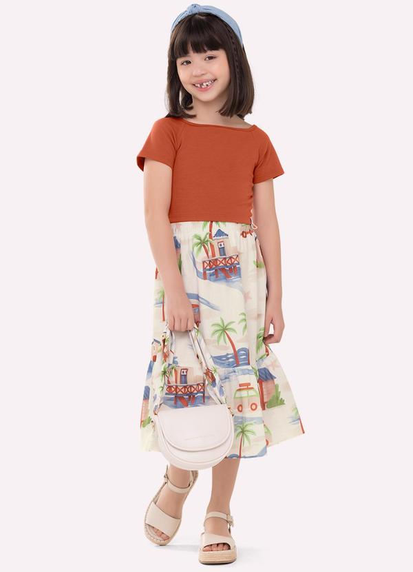 Conjunto Infantil Menina Estampa Laranja