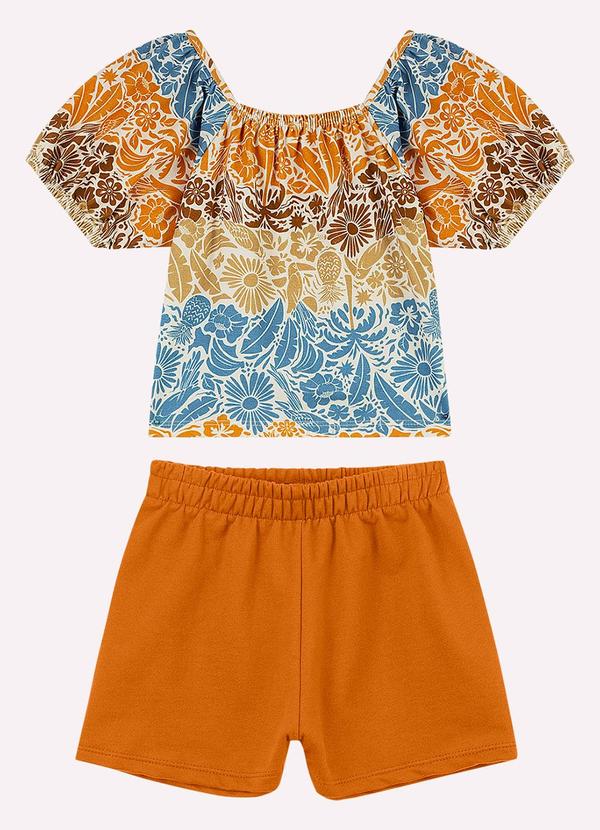 Conjunto Infantil Menina Estampa Laranja