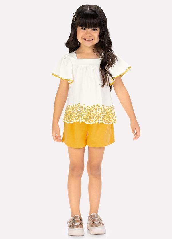 Conjunto Infantil Menina Estampa Off White