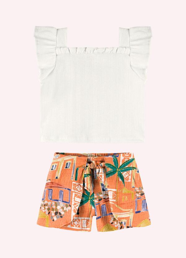 Vista 2 Conjunto Infantil Menina Estampa Off White Nanai Nanai