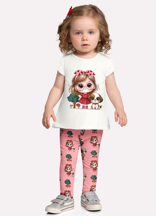 Conjunto Infantil Menina Estampa Off White