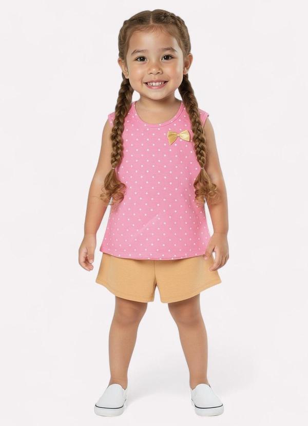 Conjunto Infantil Menina Estampa Poá Rosa