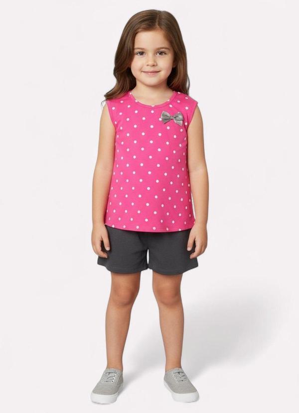 Vista 2 Conjunto Infantil Menina Estampa Poá Rosa Kyly Kyly